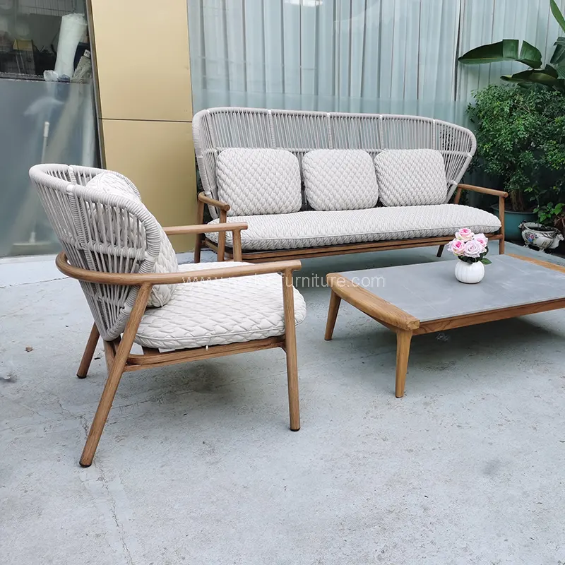 Тұрақты Teak Rope сыртқы диваны