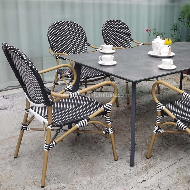 Қазіргі заманғы су өткізбейтін тұрақты алюминийлі PE RATTAN асханасы