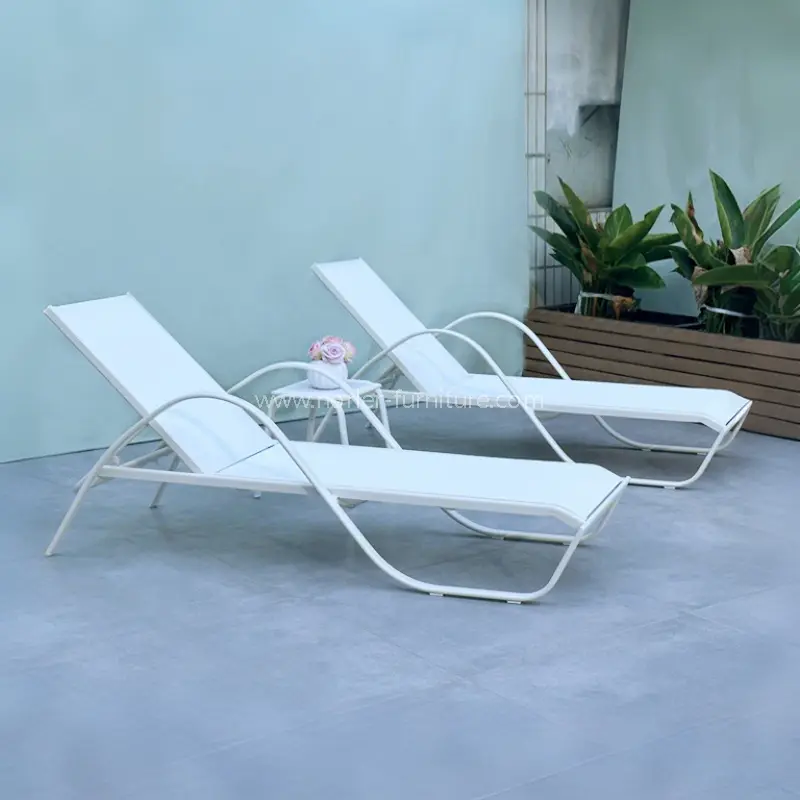 Ақ алюминий жақтауы Textilene Mesh Sun Lounger